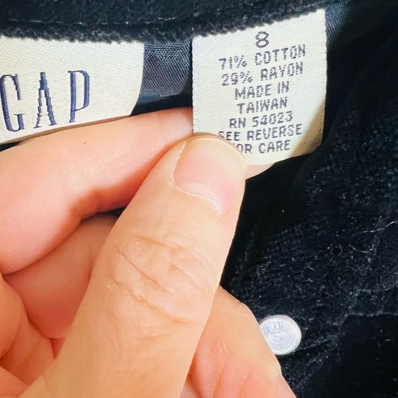 GAP Black Velvet Button Up Tailored Blazer Jacket Collar Size‎ 8 Preppy - Picture 7 of 9